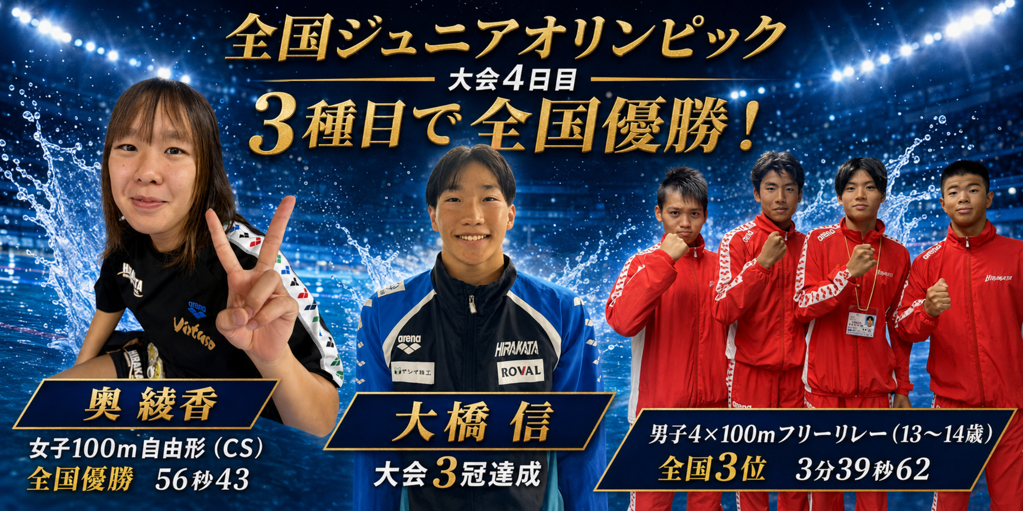 【3種目で全国優勝！大橋信選手が大会3冠達成】全国ジュニアオリンピック 4日目結果
