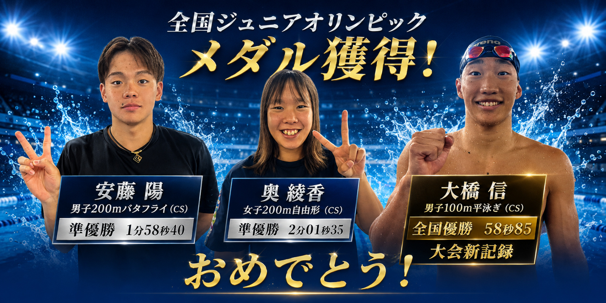【大会新記録で全国優勝！2選手が準優勝】全国ジュニアオリンピック 3日目結果